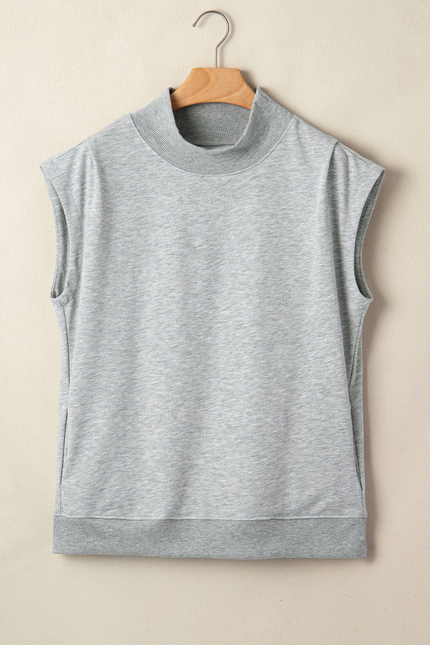 Phalaenopsis Solid Color High Neck Cap Sleeve Loose Top