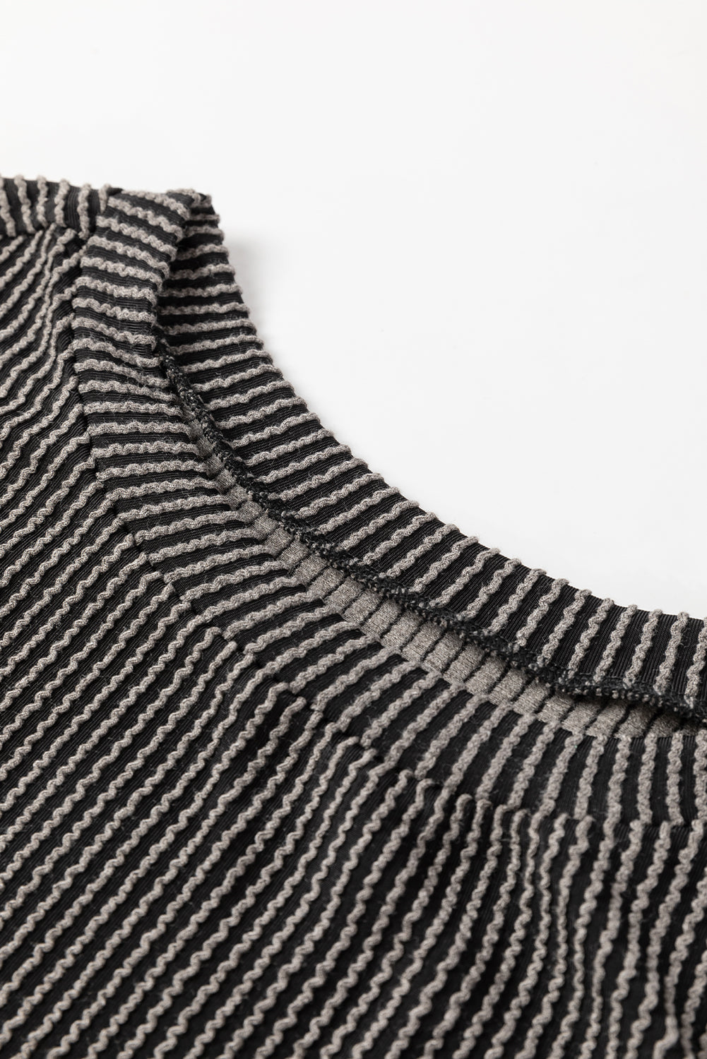 Parchment Corded Long Sleeve Top and High Waist Shorts Set