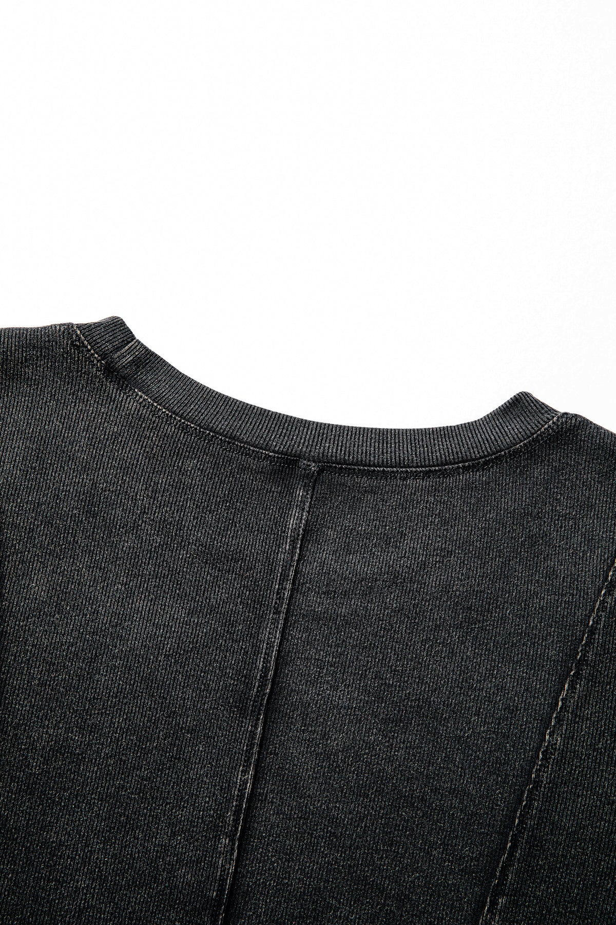 Coffee Exposed Seam Ribbed Long Sleeve Top