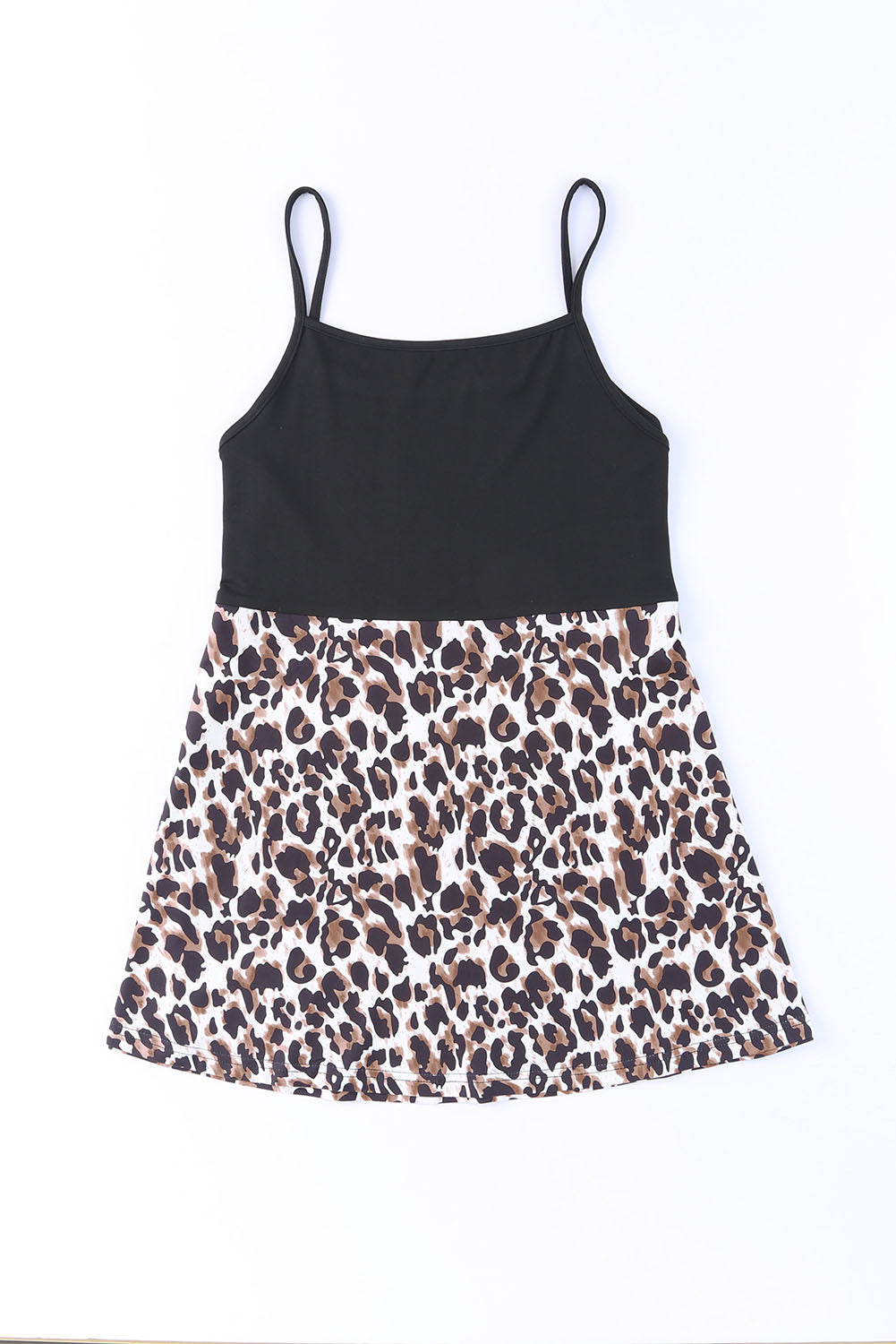 Leopard Patchwork Casual Spaghetti Strap Cami Top