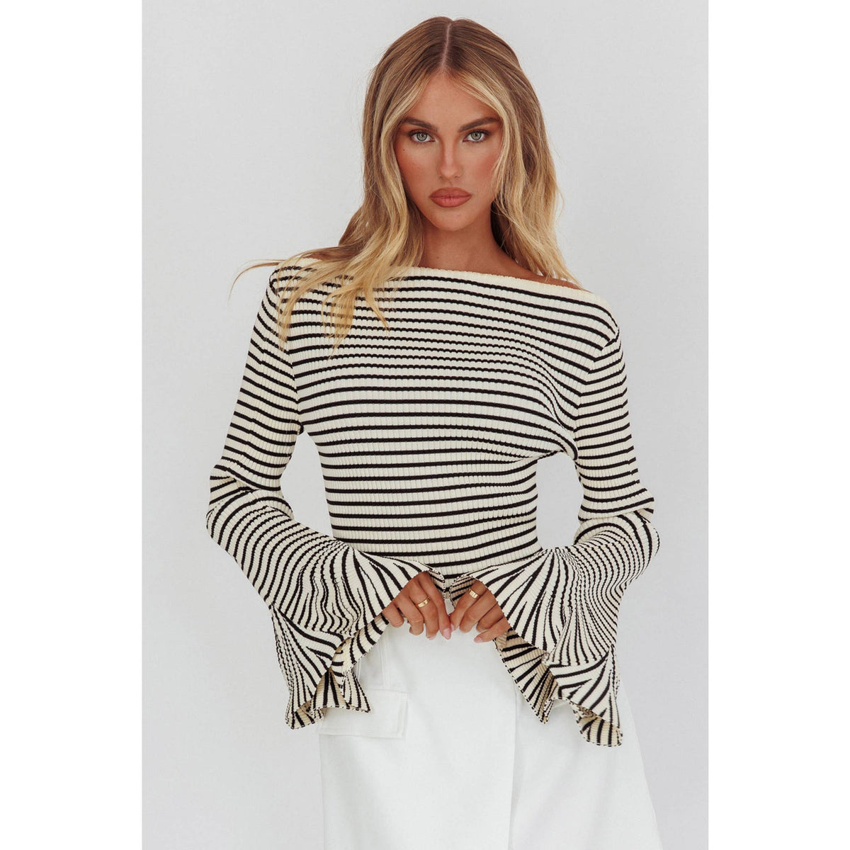 LONG SLEEVE STRIPED SWEATER / WA0002H01