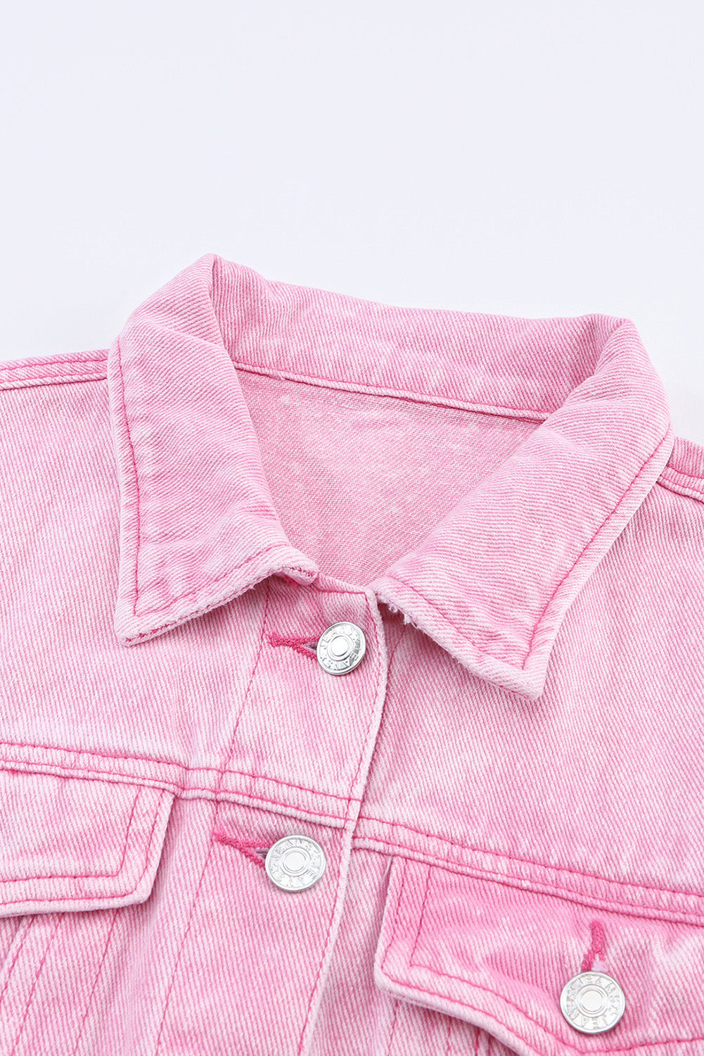 Light Wash Flap Pockets Button Up Denim Jacket