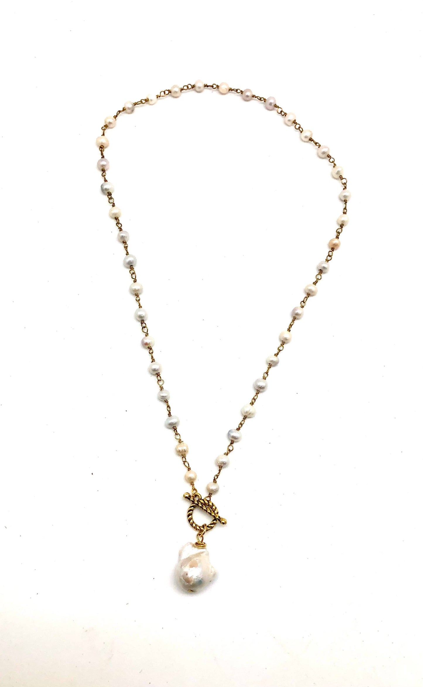 Freshwater Pearl(4mm)Gold Chain w/Baroque Pearl 18”