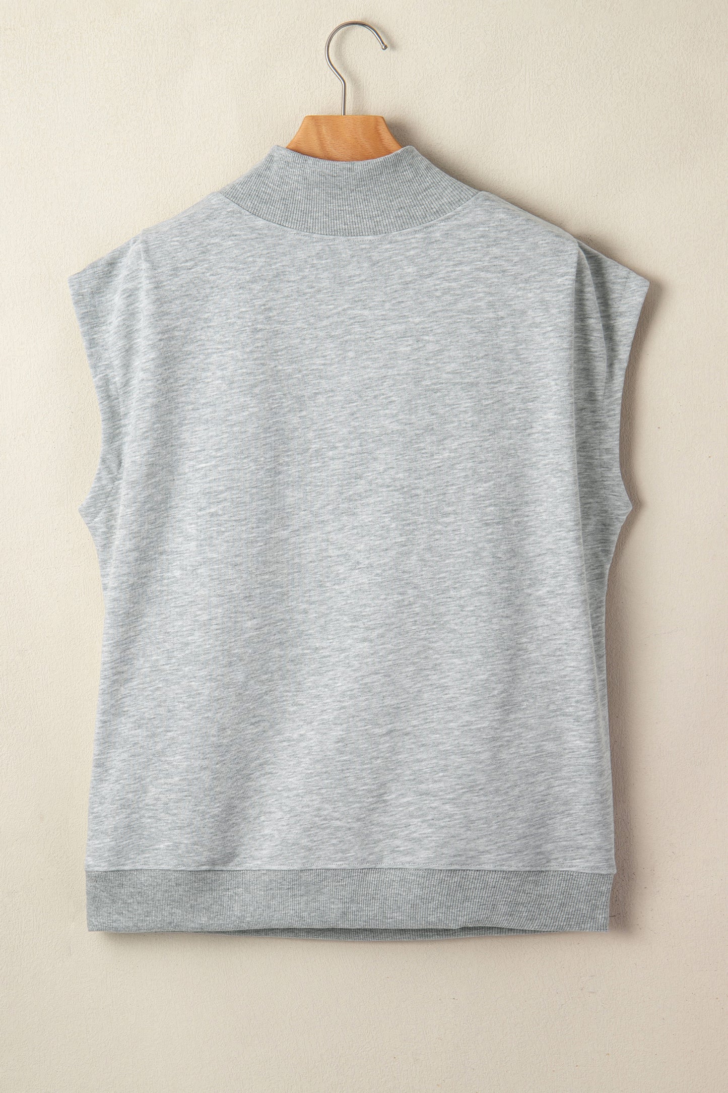 Phalaenopsis Solid Color High Neck Cap Sleeve Loose Top