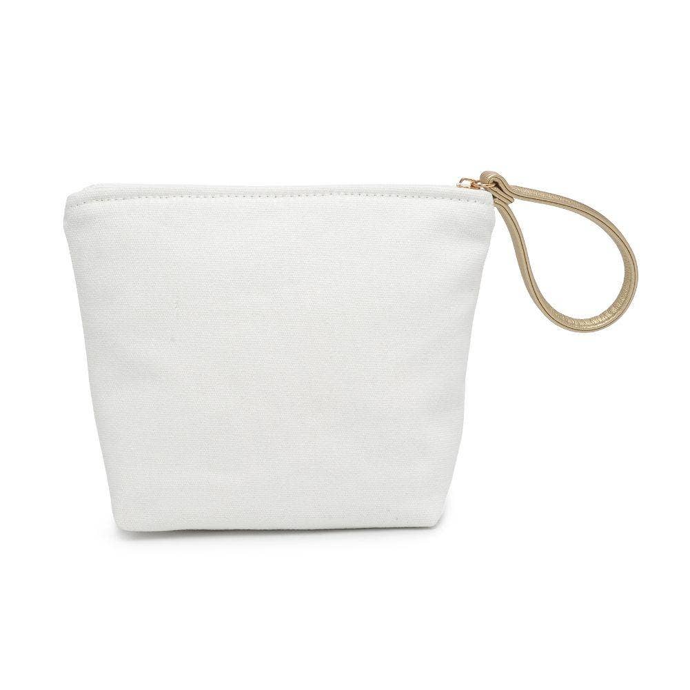 Printed Canvas Wristlet Cosmetic Make Up Bag Pouch