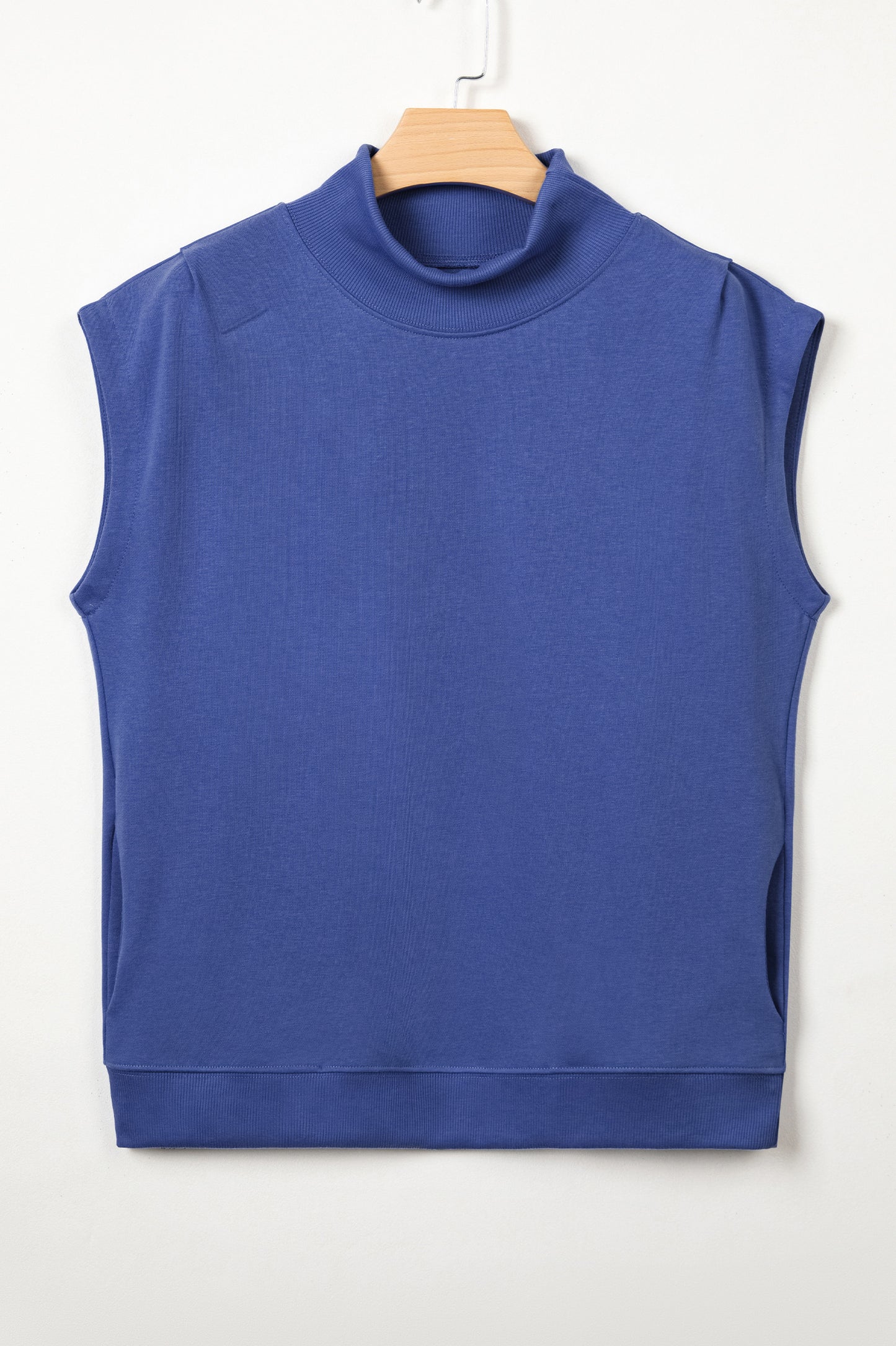 Phalaenopsis Solid Color High Neck Cap Sleeve Loose Top