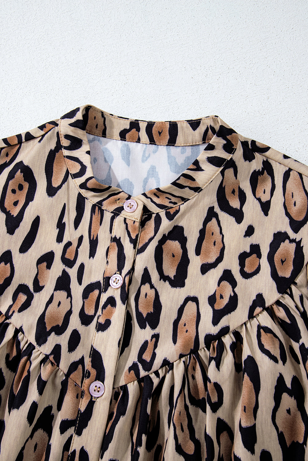 Jet Stream Leopard Print Balloon Sleeve Loose Blouse