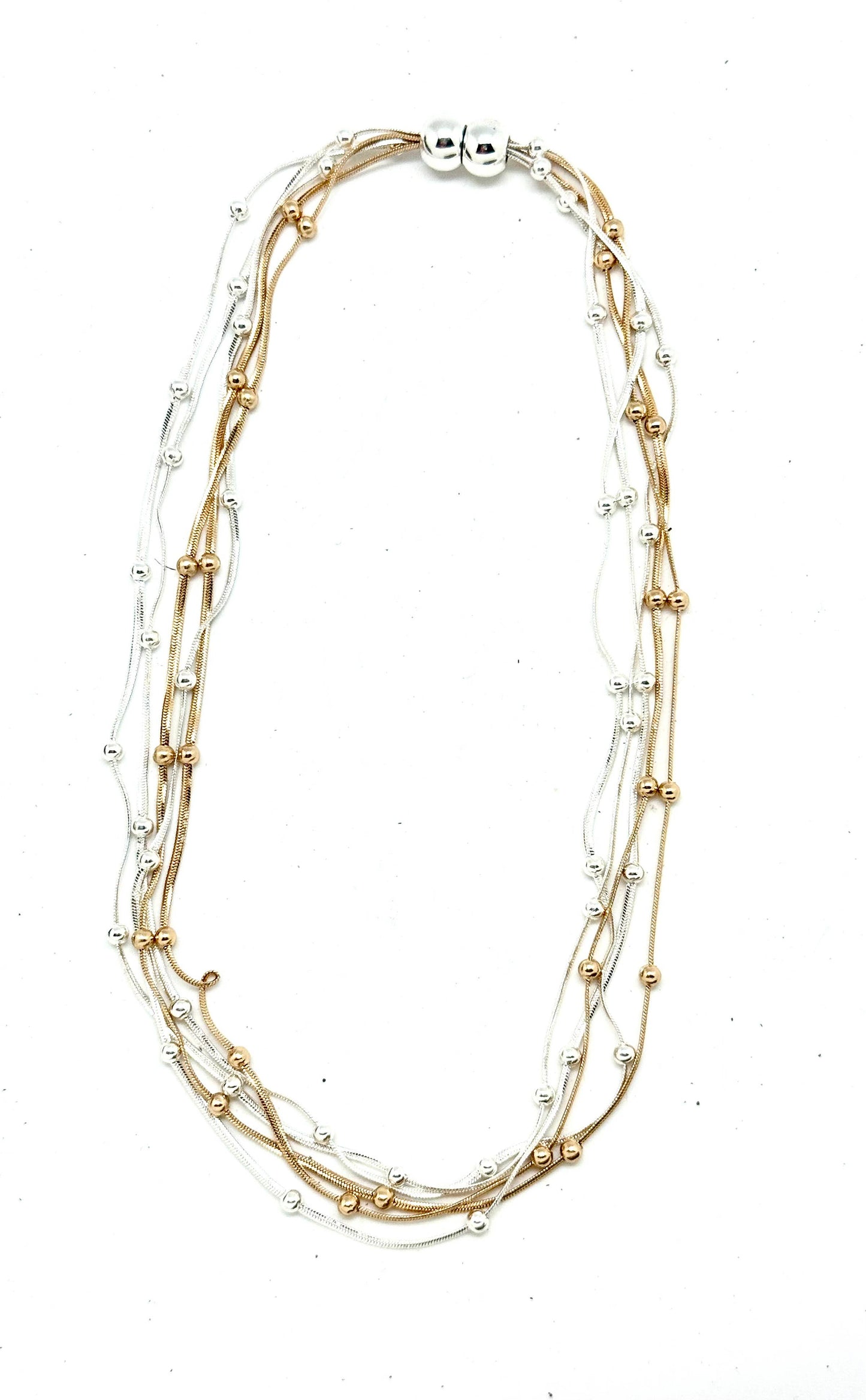 Necklace Multi Metal Electroplated Multi Chain w/3mmBead 18”