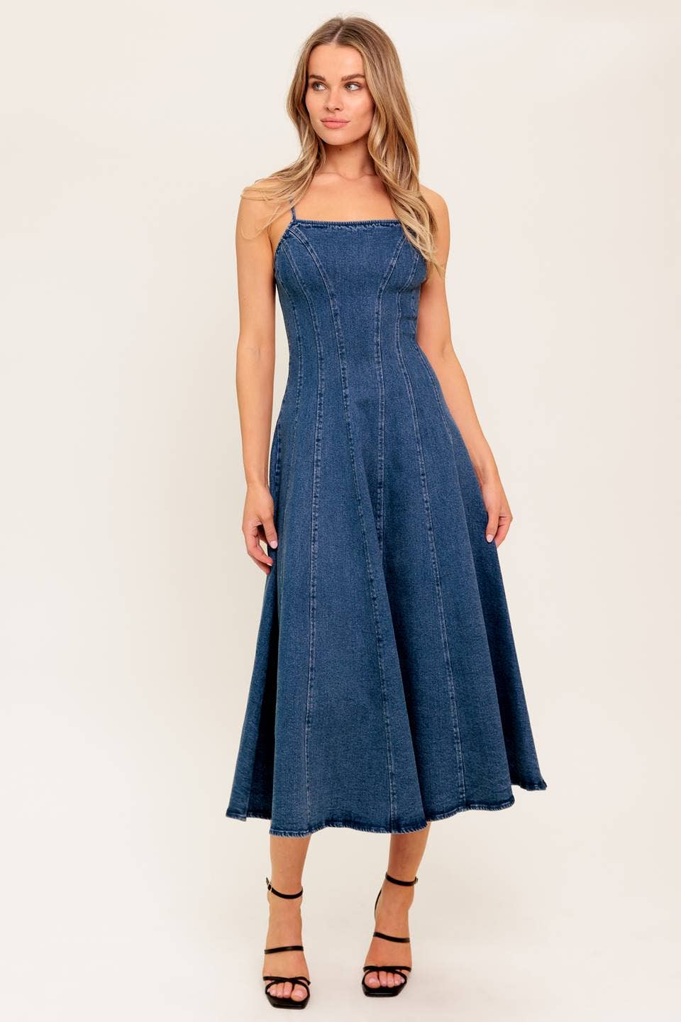 Washed Denim Midi Dress