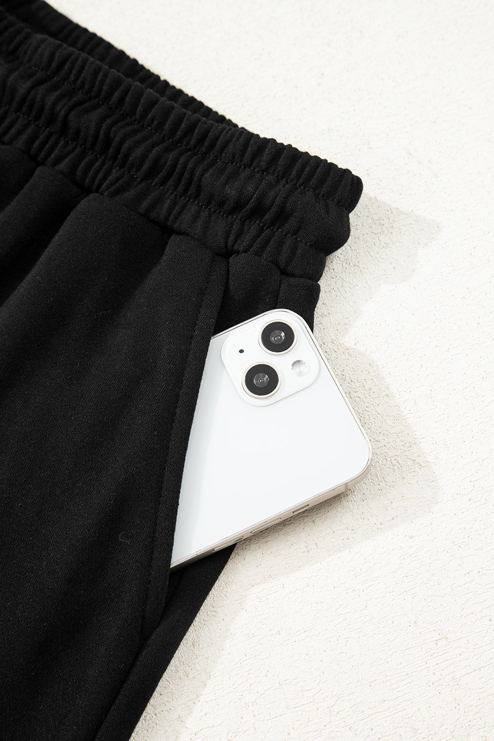 Navy Blue Varsity Striped Sleeve Drop Shoulder Sweatshirt and Shorts Set