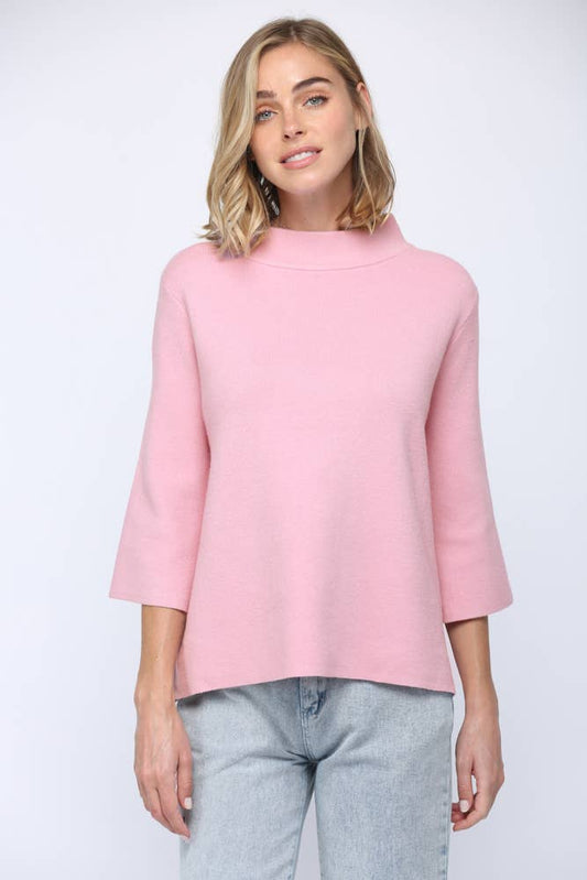 MOCK NECK PULL OVER SWEATER/BELL SLEEVE