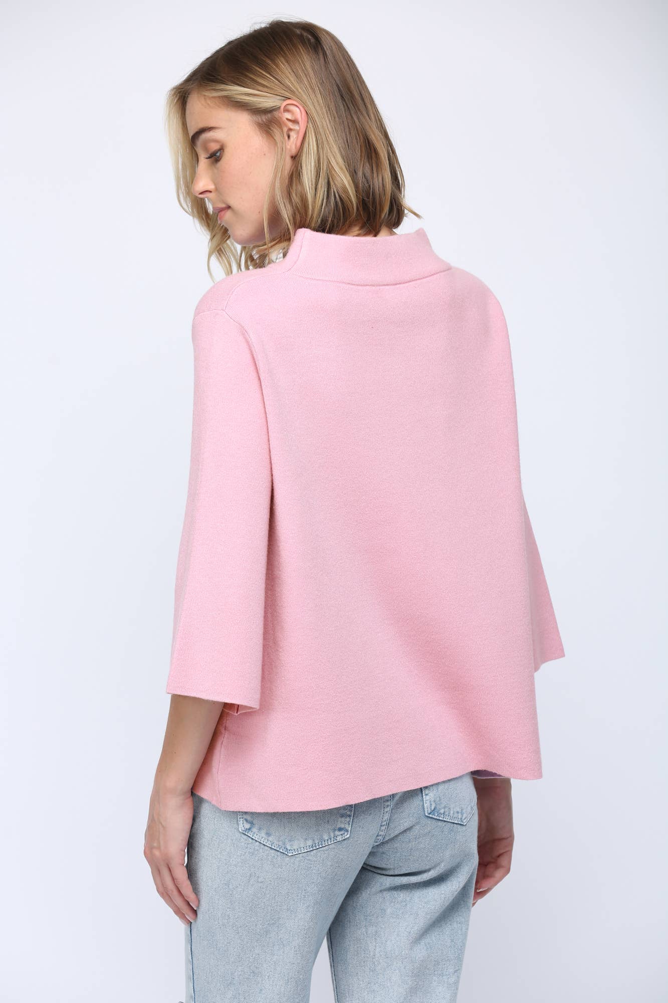 MOCK NECK PULL OVER SWEATER/BELL SLEEVE