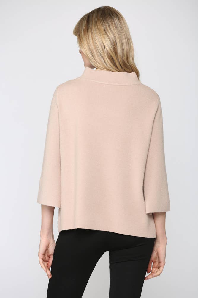 MOCK NECK PULL OVER SWEATER/BELL SLEEVE