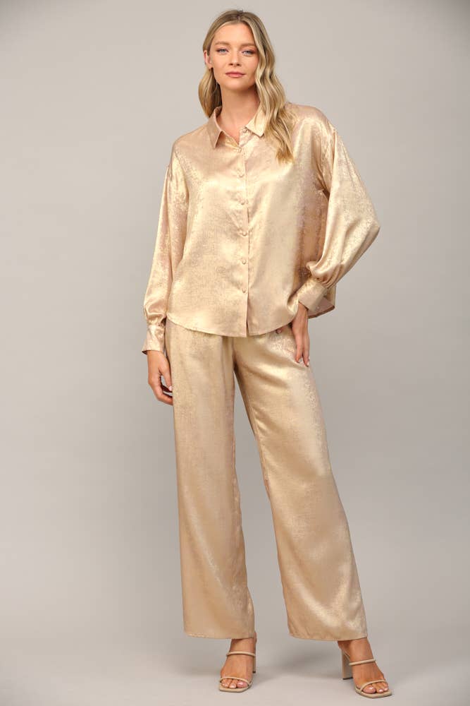 METALLIC BUTTON DOWN SHIRT FT23103