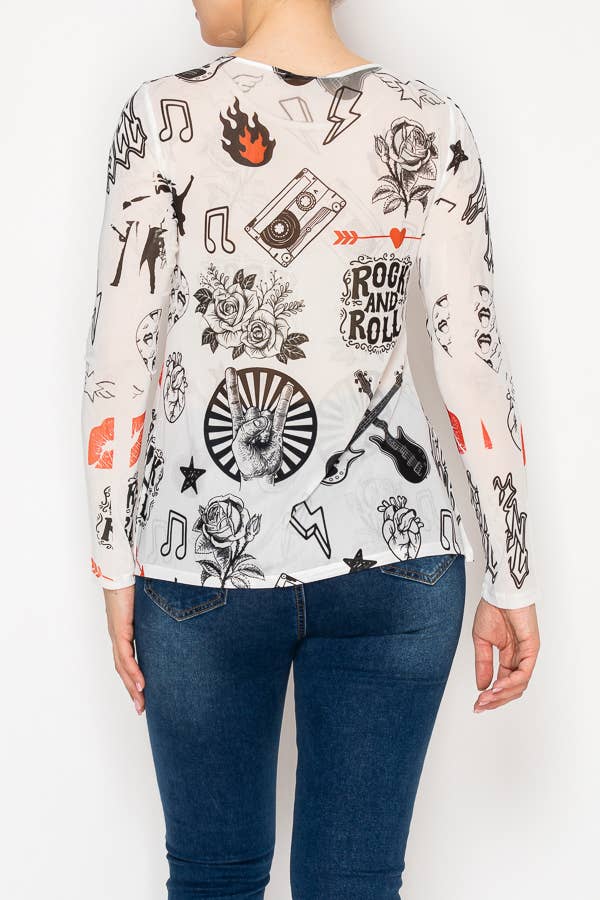 Rock N Roll Mesh Long Sleeve Top
