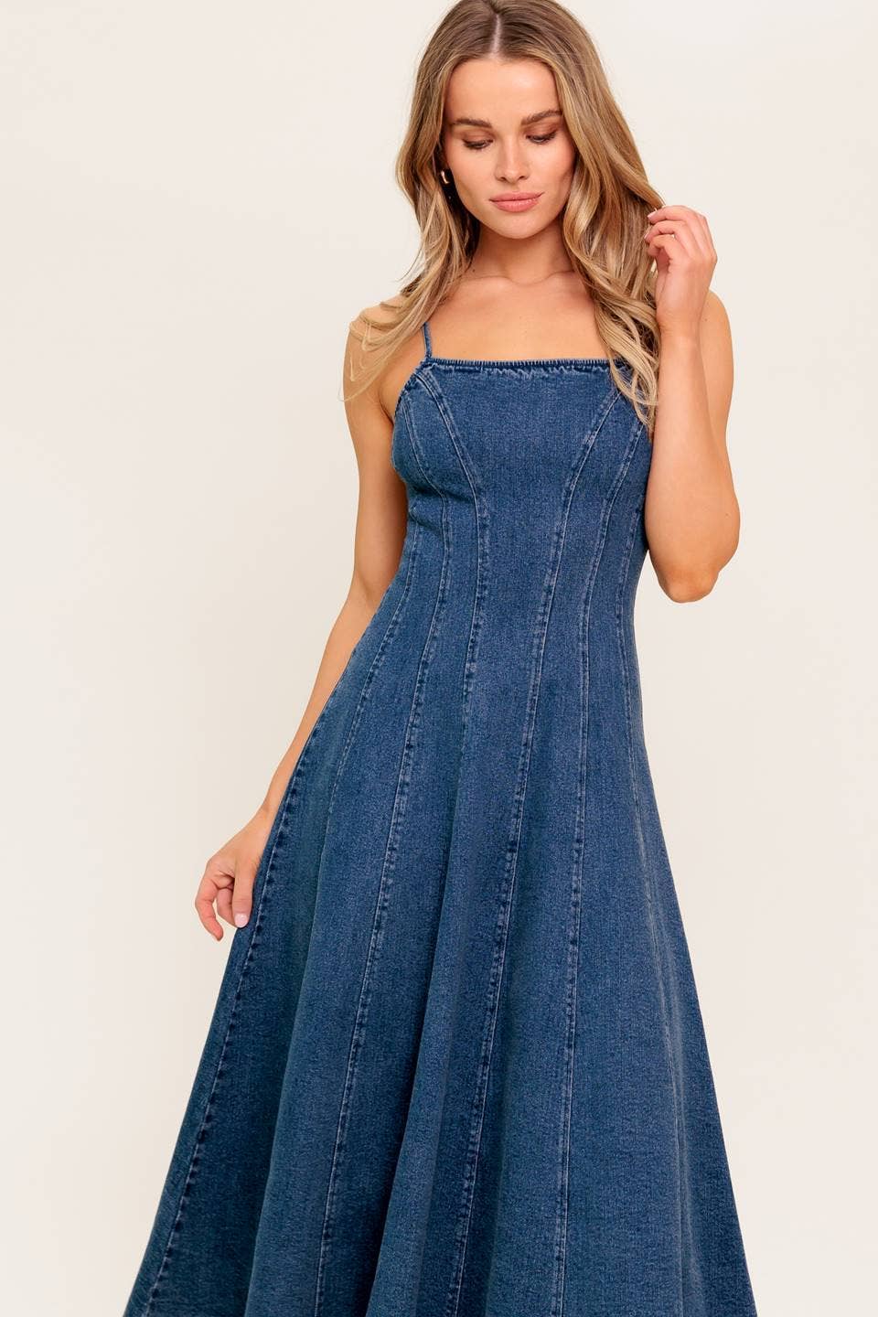 Washed Denim Midi Dress