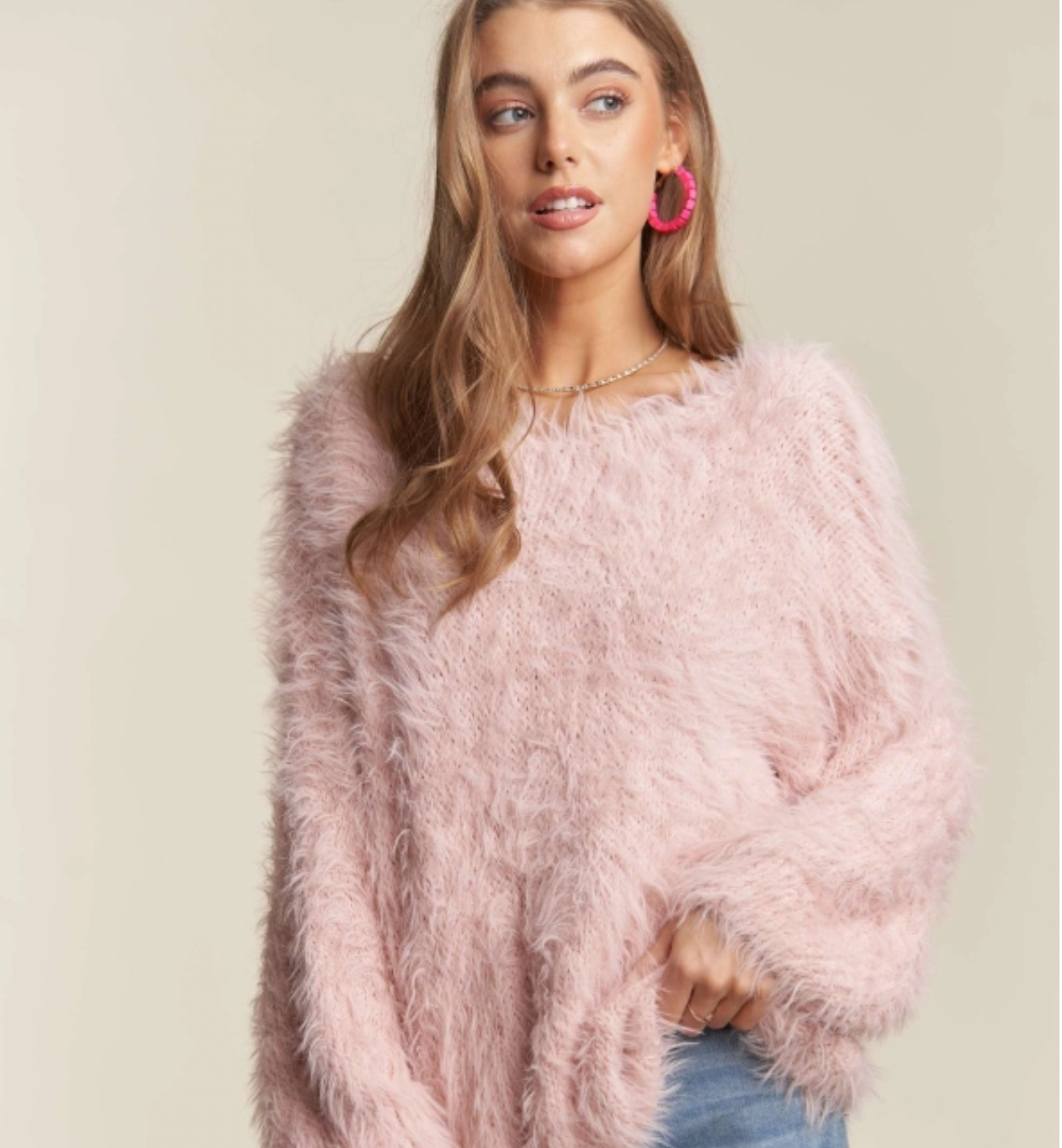 Fuzzy Pink Sweater Top