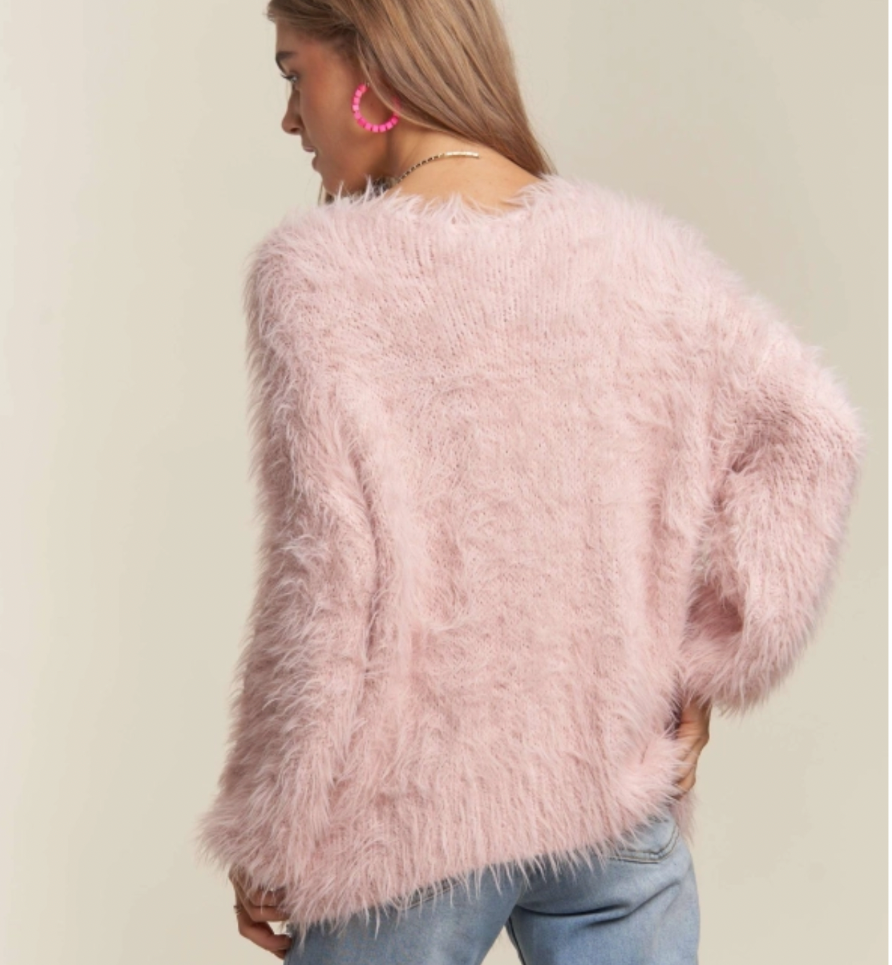 Fuzzy Pink Sweater Top