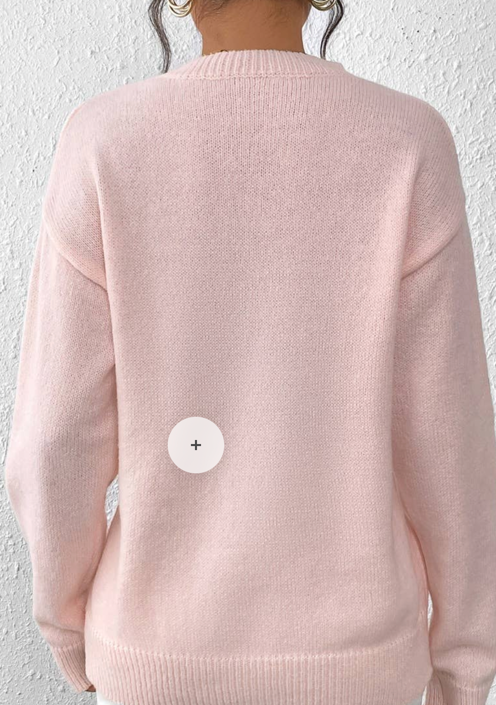 Knit Sequin Bow Round Neck Loose Fit Sweater