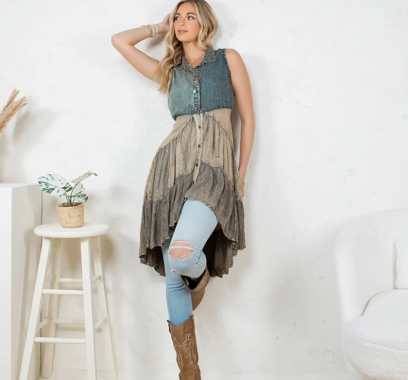 Front-Open Asymmetrical High Low Top - New Design