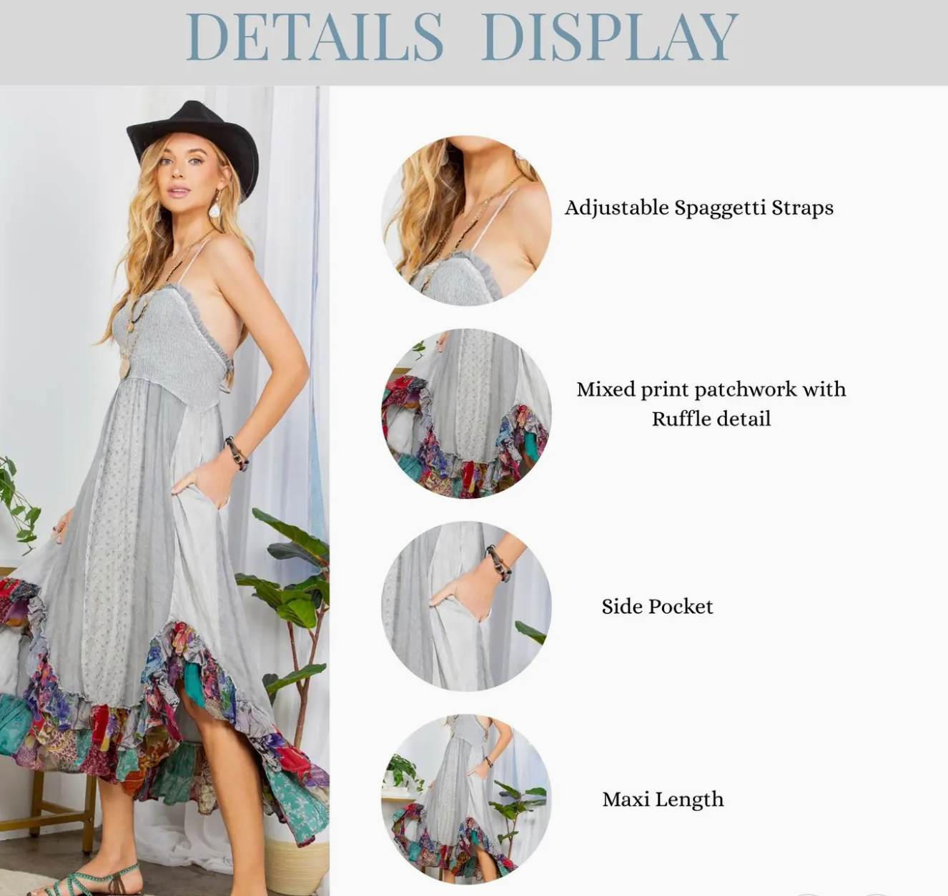 Sun-Kissed Patchwork: Smocked Bliss Boho Mid-Length Dress