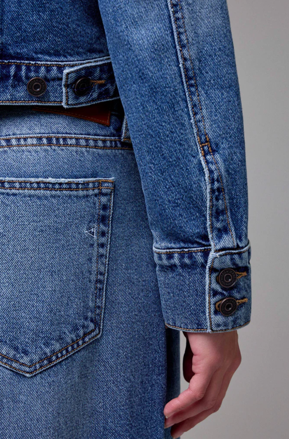 Medium Wash Pearl Embellished Fitted Trucker Jacket