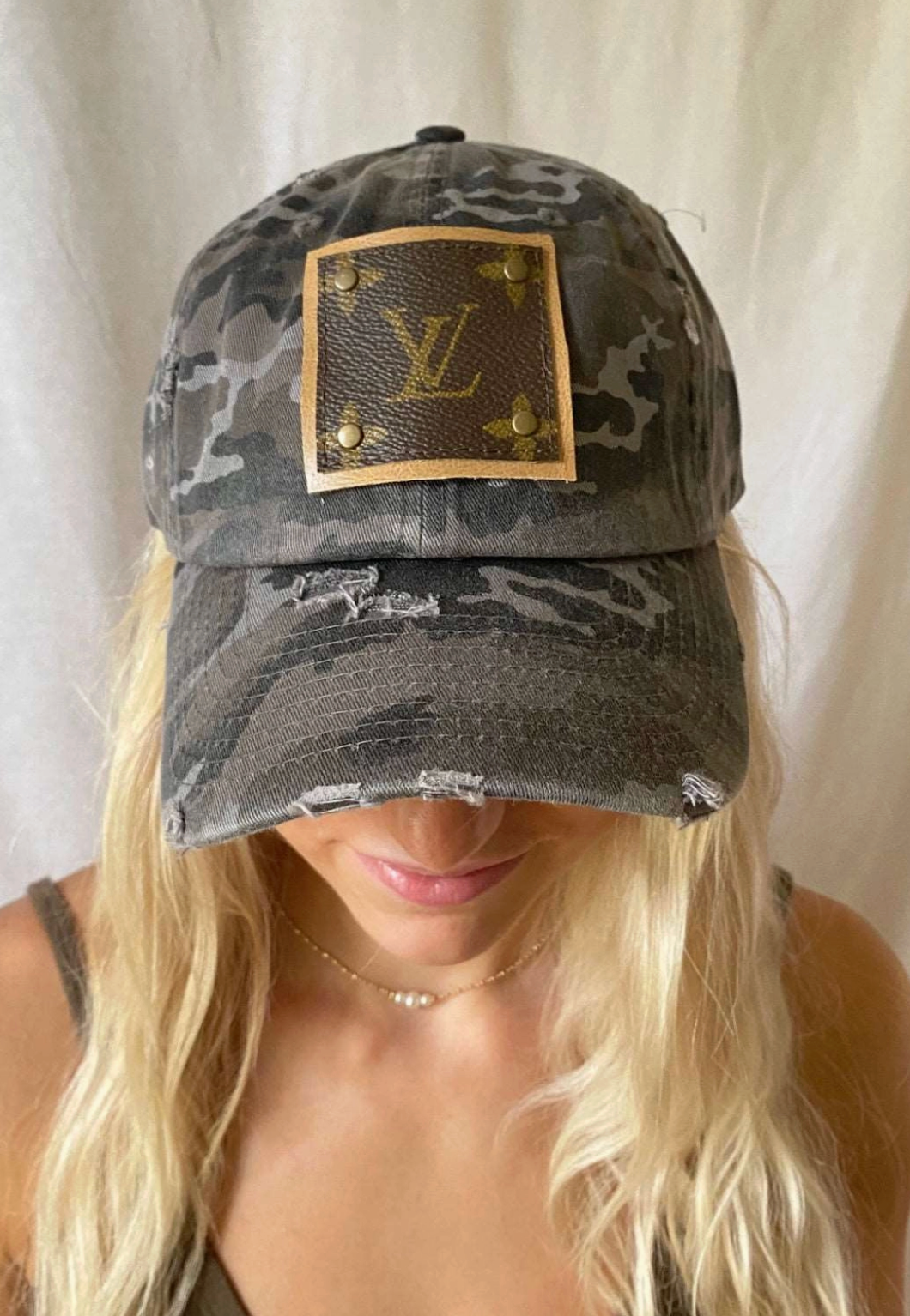 Up-Cycled Black Camo Cap