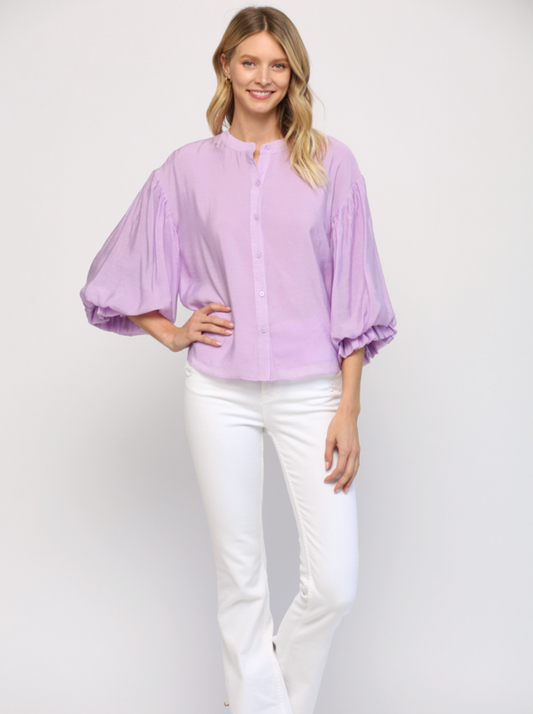 PUFF SLEEVE BUTTON DOWN SHIRT