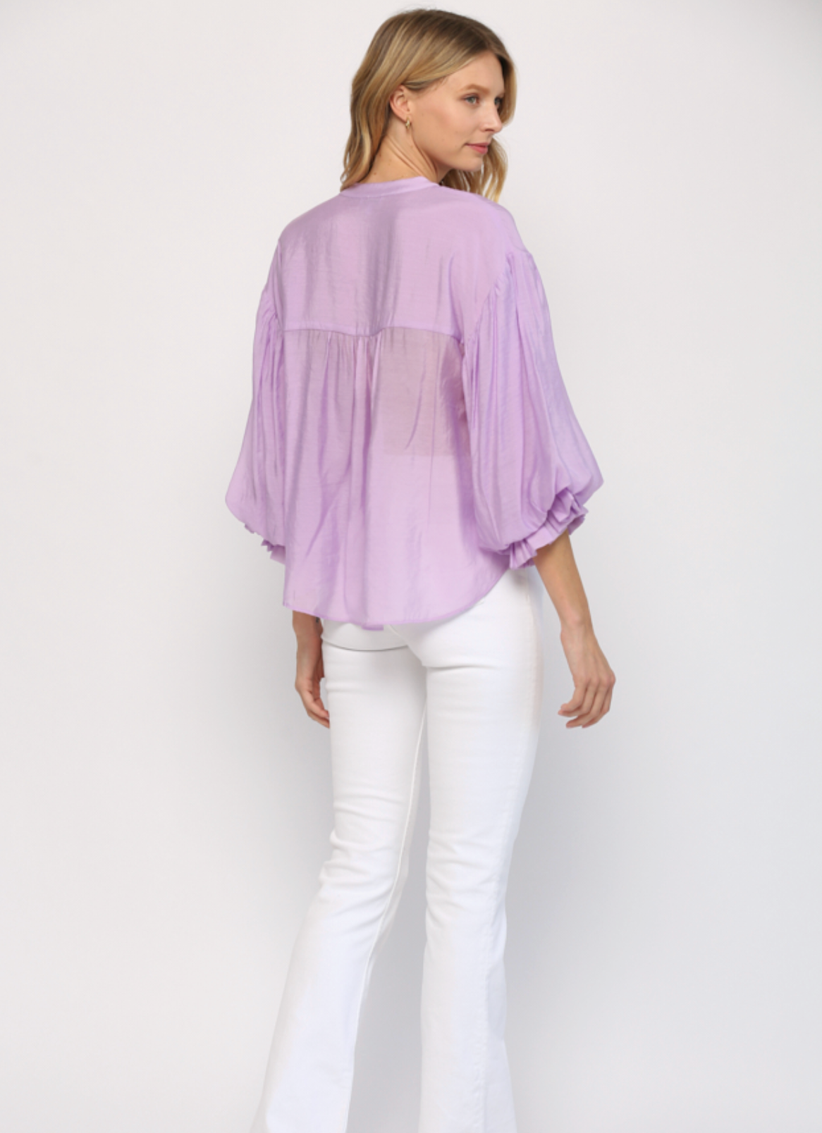 PUFF SLEEVE BUTTON DOWN SHIRT