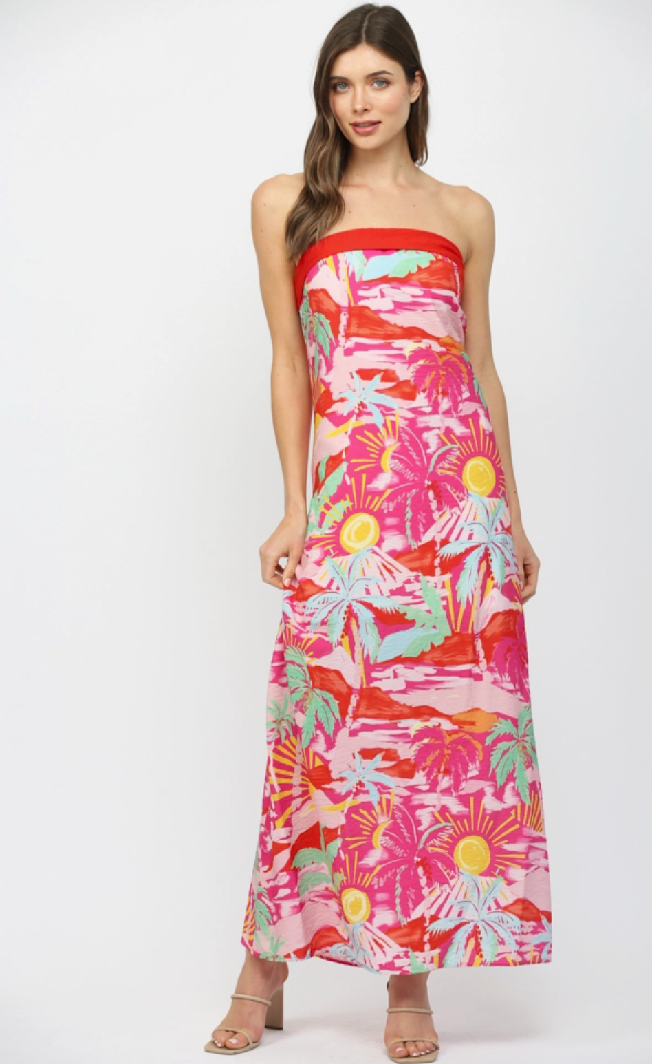 Strapless Maxi Dress with Contrast Band FD31393