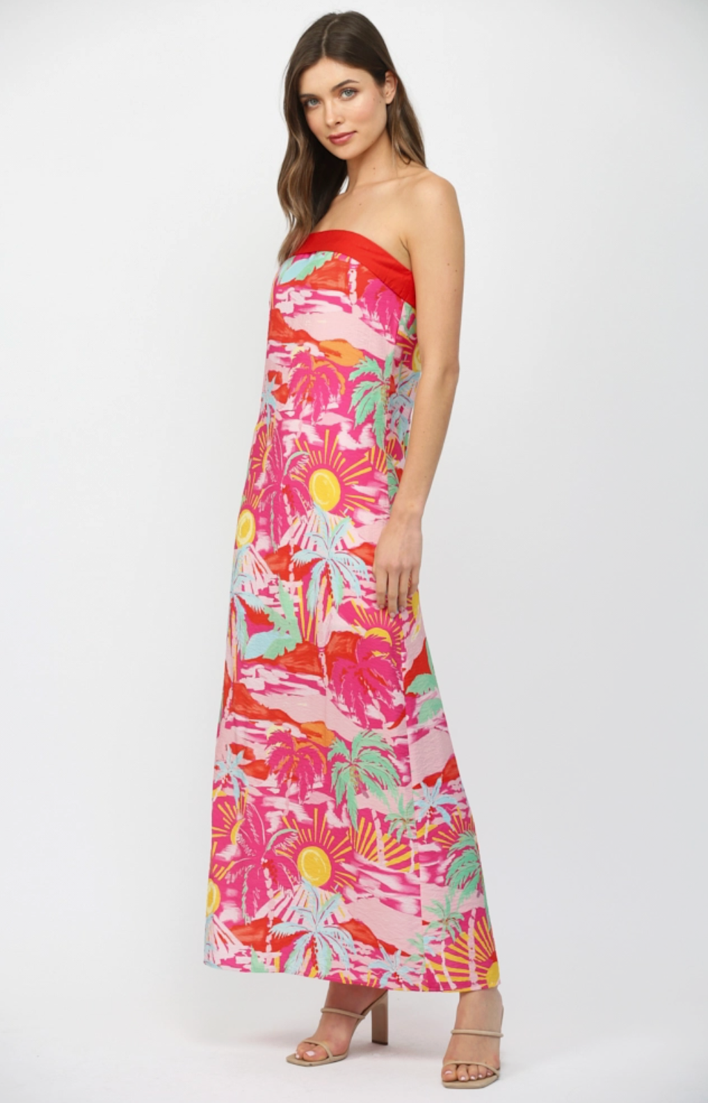 Strapless Maxi Dress with Contrast Band FD31393