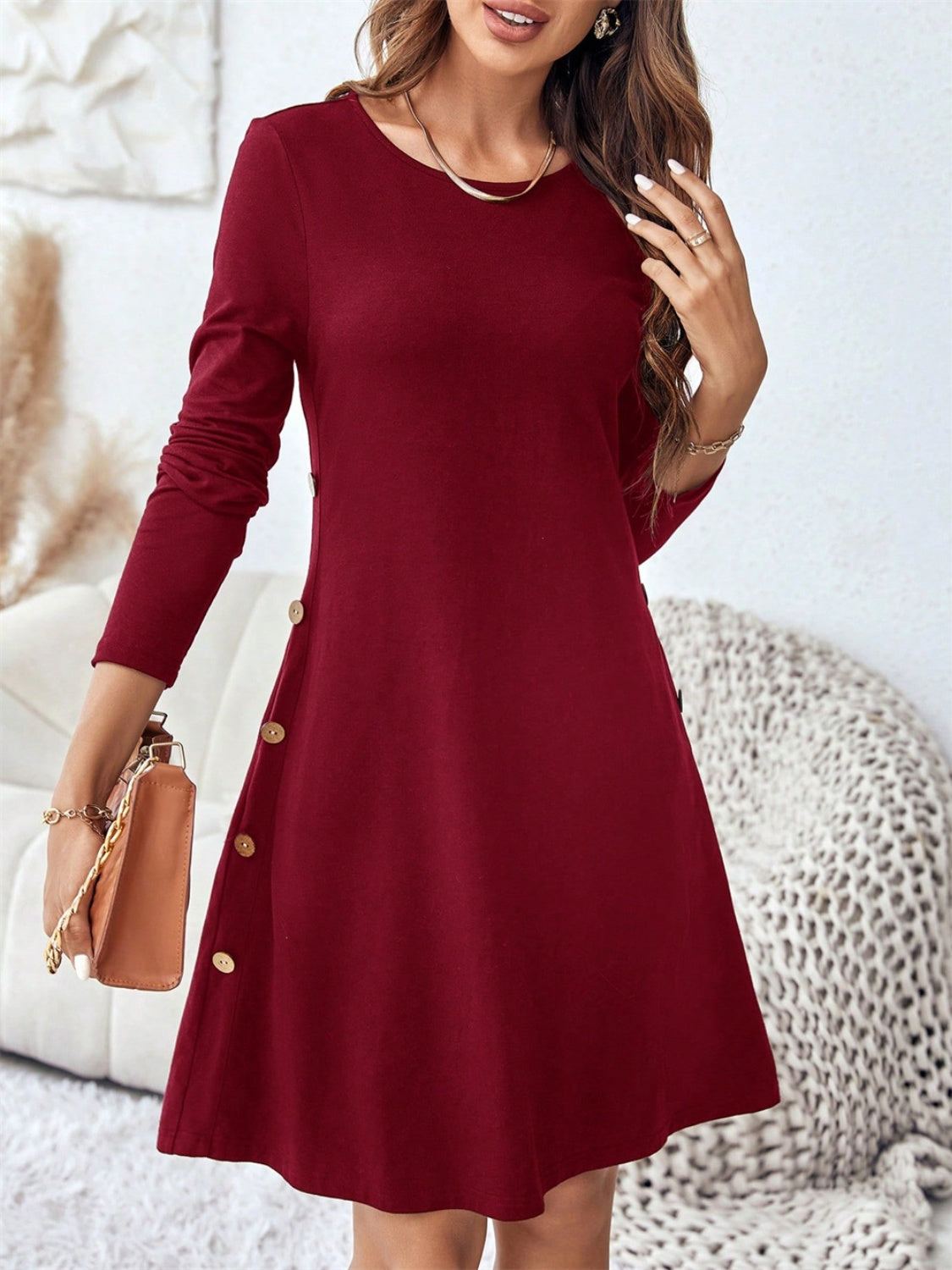 Long Sleeve Mini Dress with Pockets