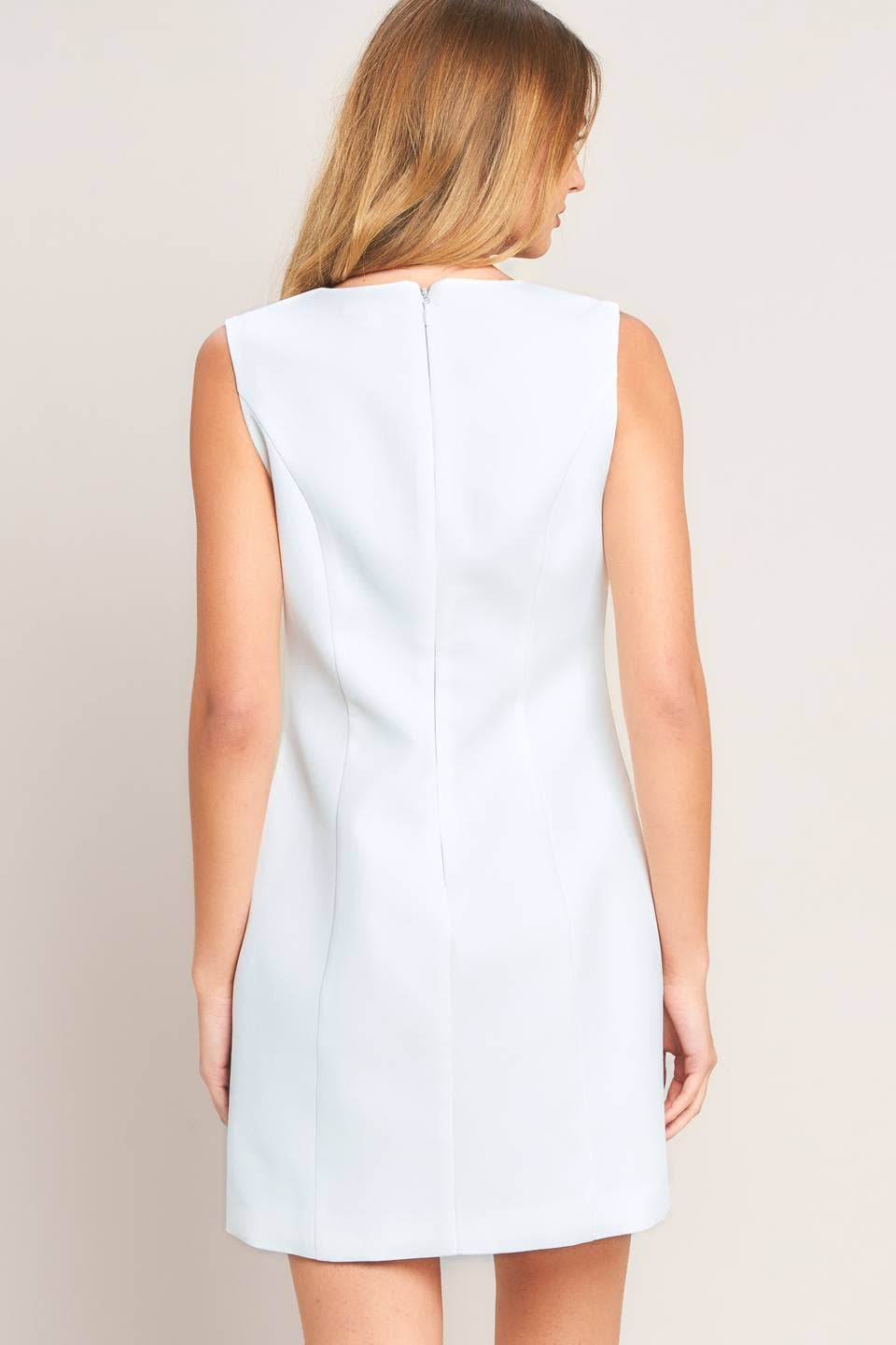 A solid woven shift dress