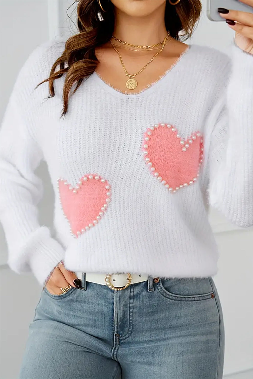 V Neck Knit Sweater