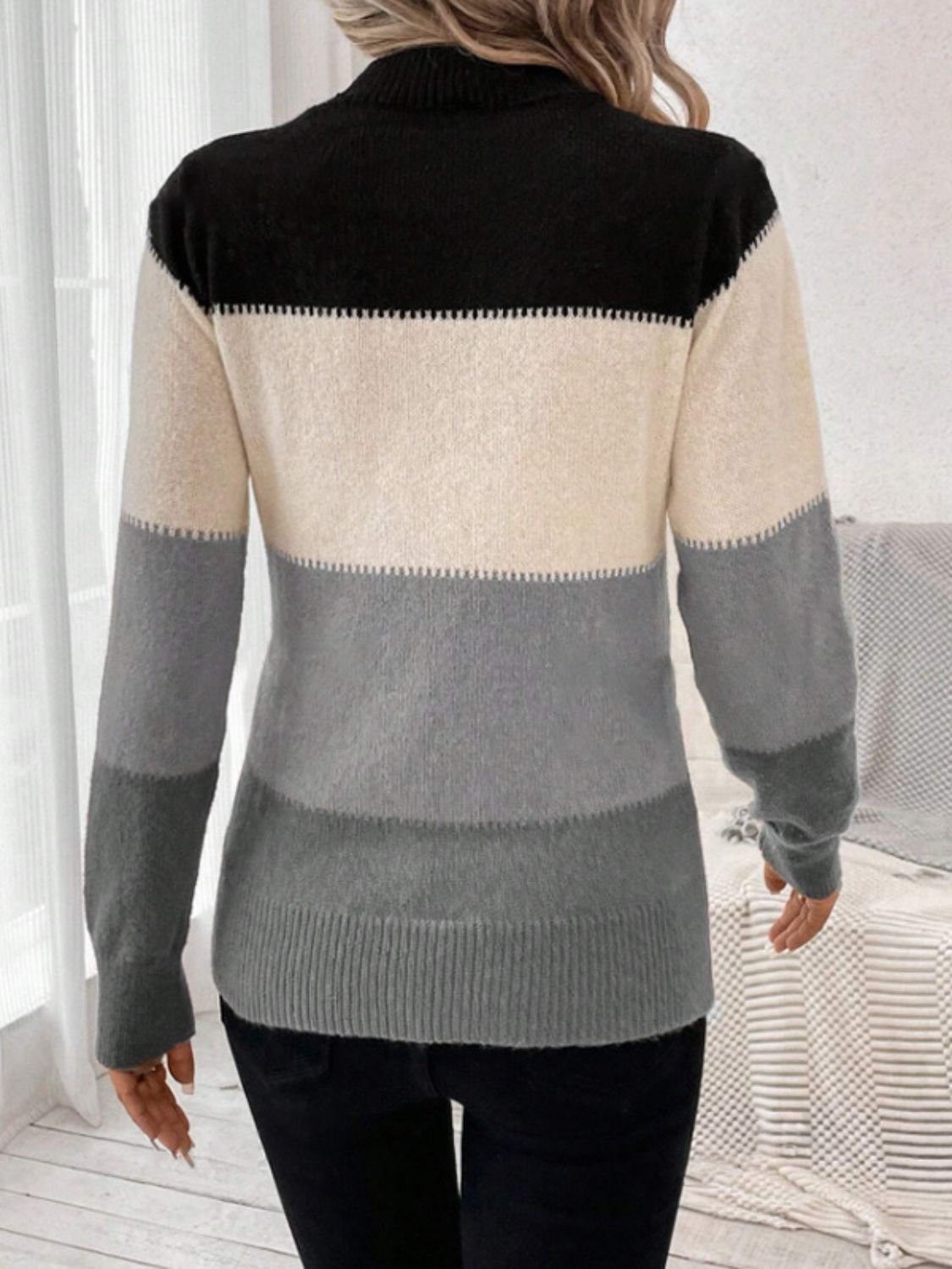 Mock Neck Long Sleeve Sweater