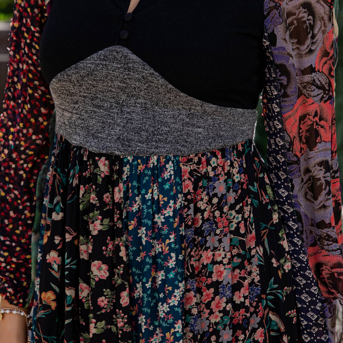 Boho Babydoll Sweater Dress in Knit & Rayon Fusion
