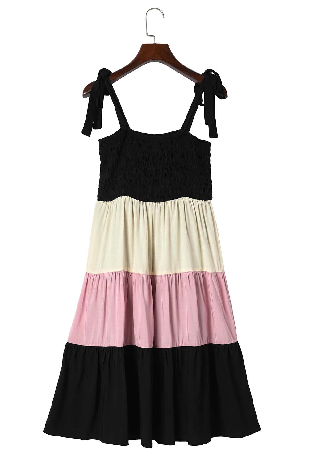 Smocked Color Block Sleeveless Short Dress