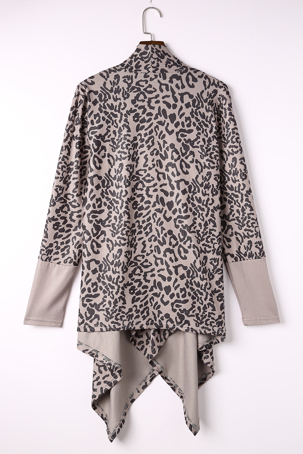 Long Cardigan Cheetah Print Cowl Neck Open Front