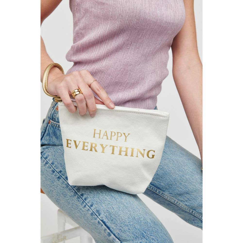 Printed Canvas Wristlet Cosmetic Make Up Bag Pouch