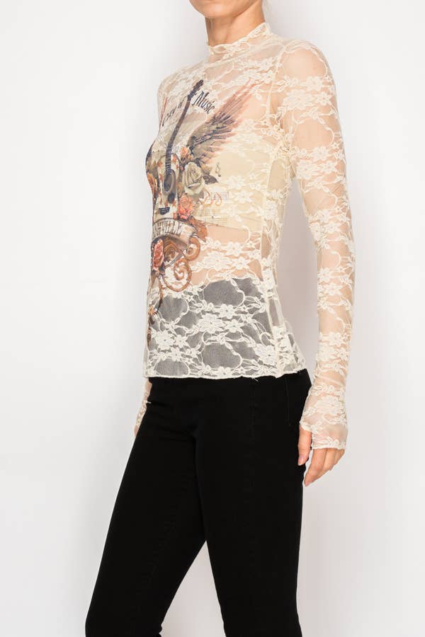City of Music Sheer Blouse