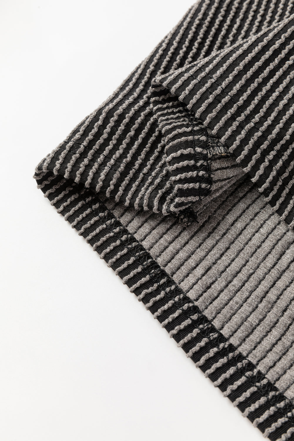 Parchment Corded Long Sleeve Top and High Waist Shorts Set