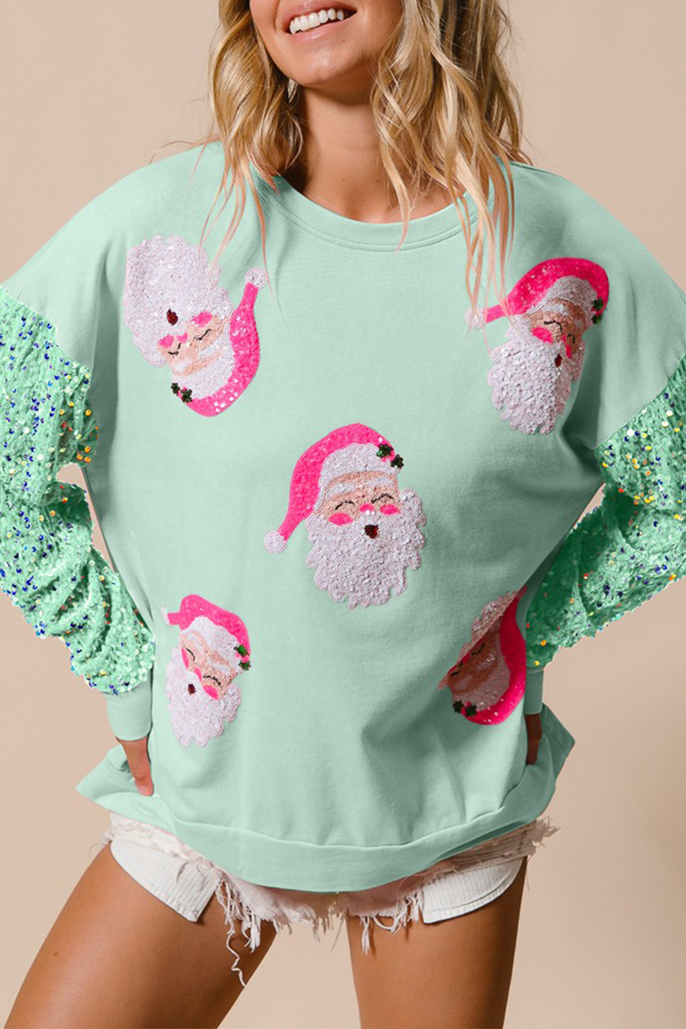 Sequined Santa Claus Christmas Sweatshirt