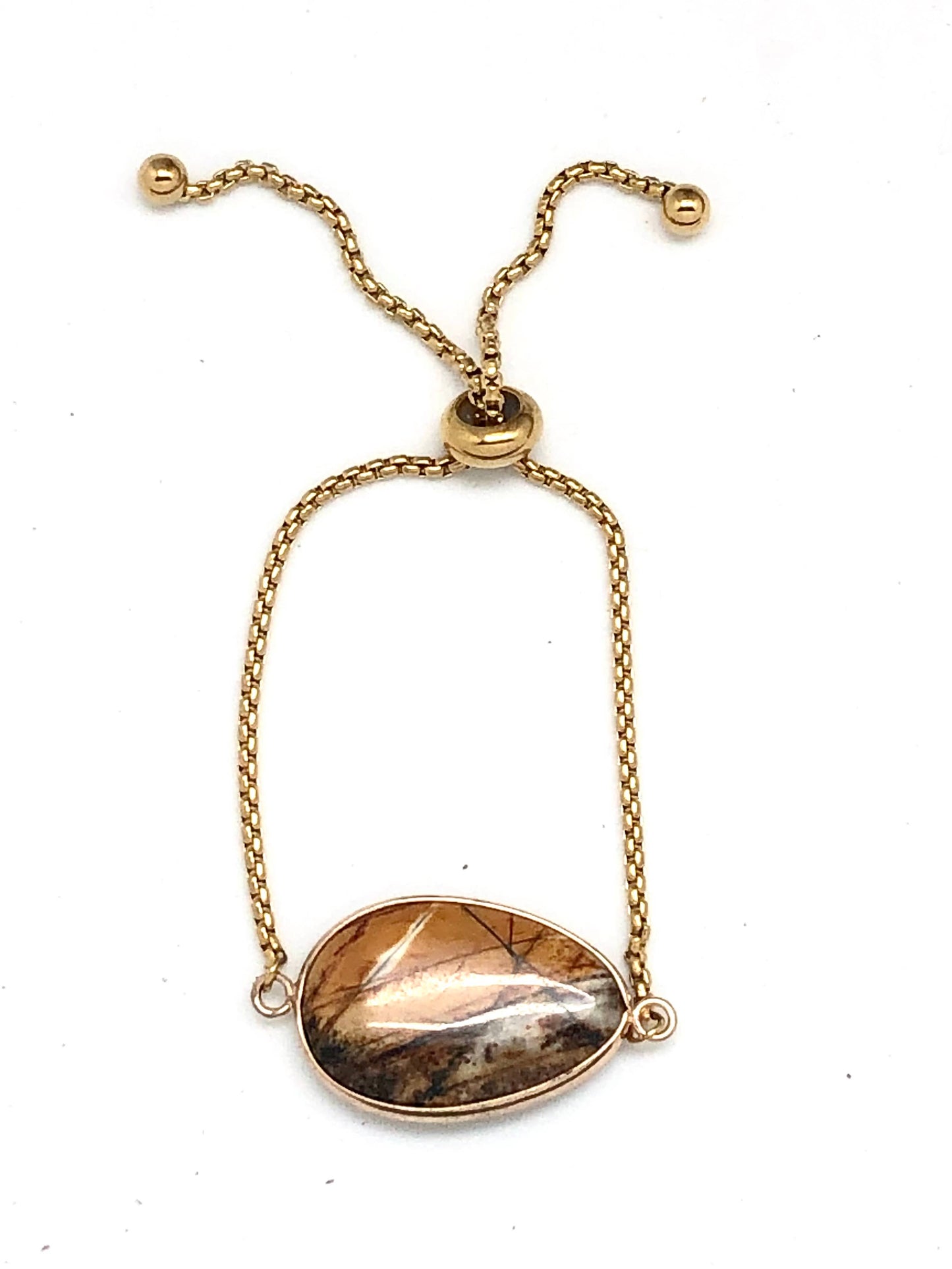 Bracelet Drawstring Antique Gold Brown Imperial Jasper