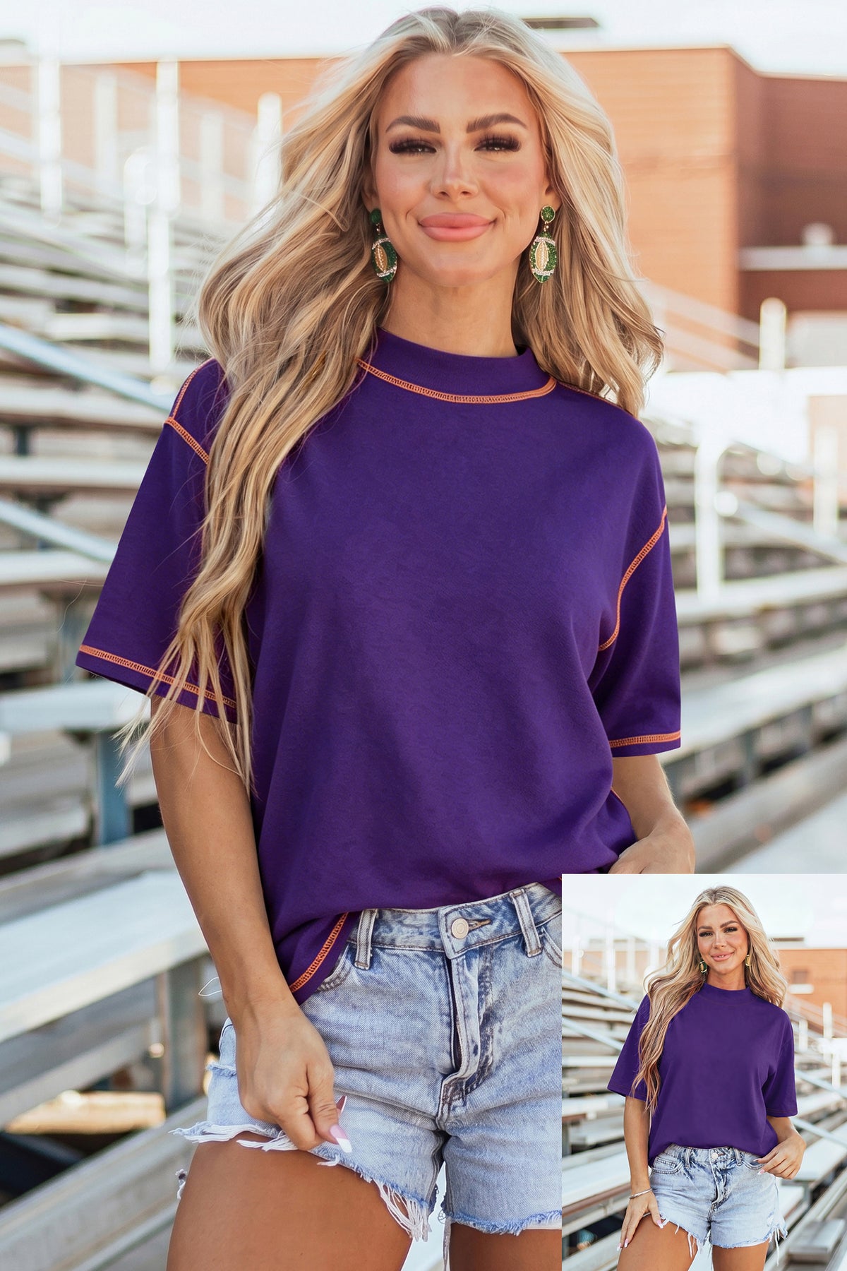 Tillandsia Purple Reversible Contrast-Stitched T-Shirt