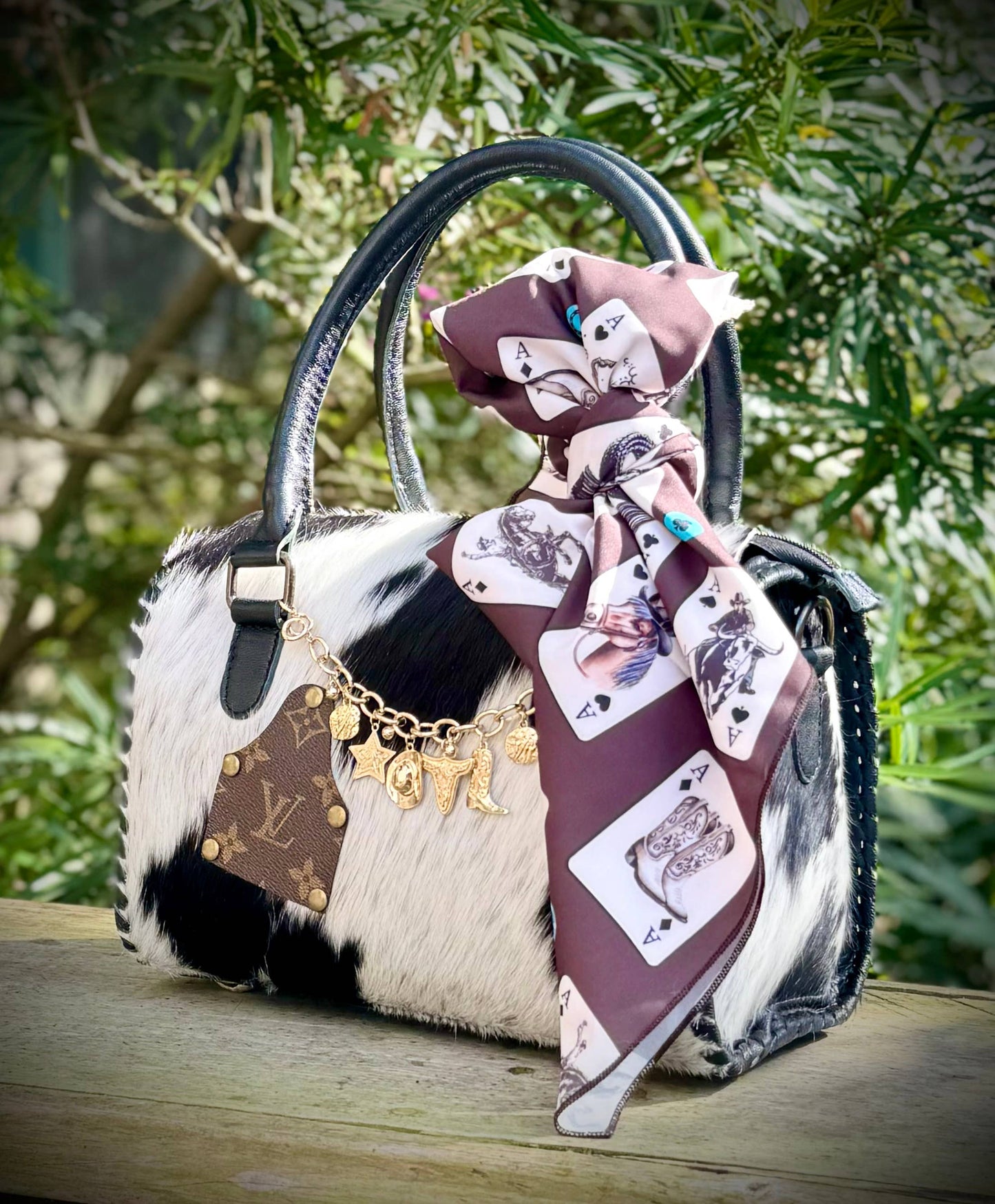 Upcycled LV Cowhide Leather Speedy Bag Western Rodeo NFR