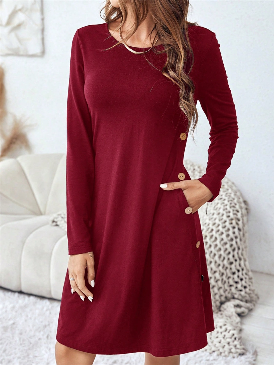 Long Sleeve Mini Dress with Pockets