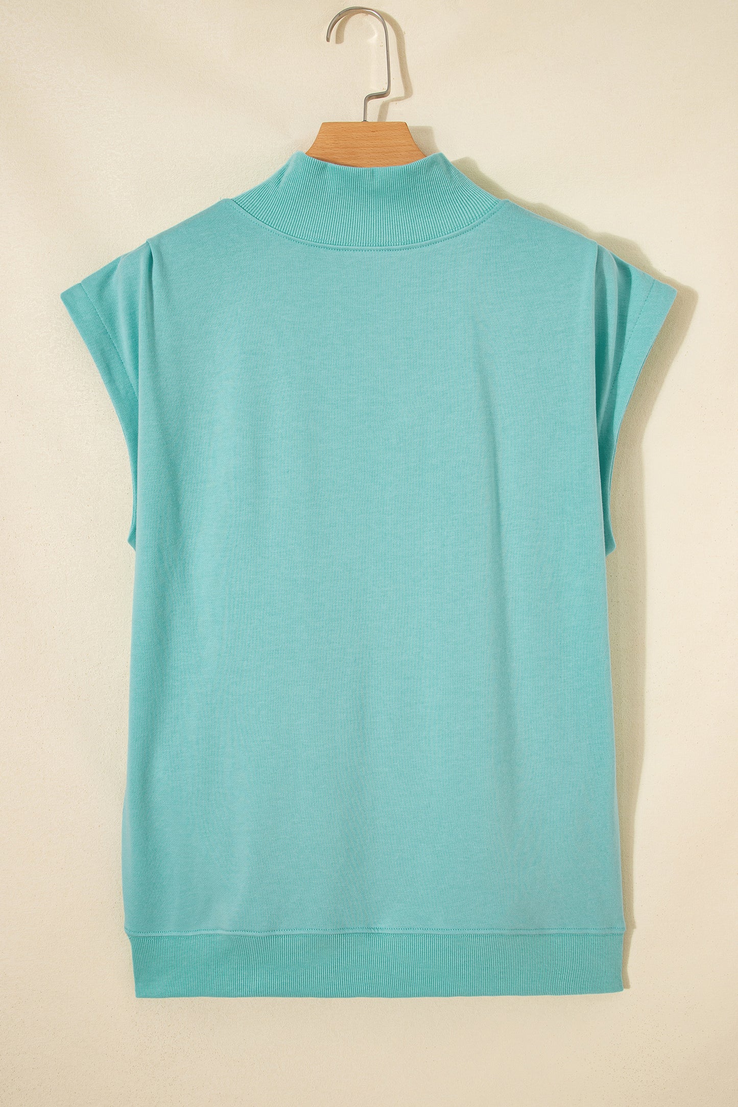 Phalaenopsis Solid Color High Neck Cap Sleeve Loose Top