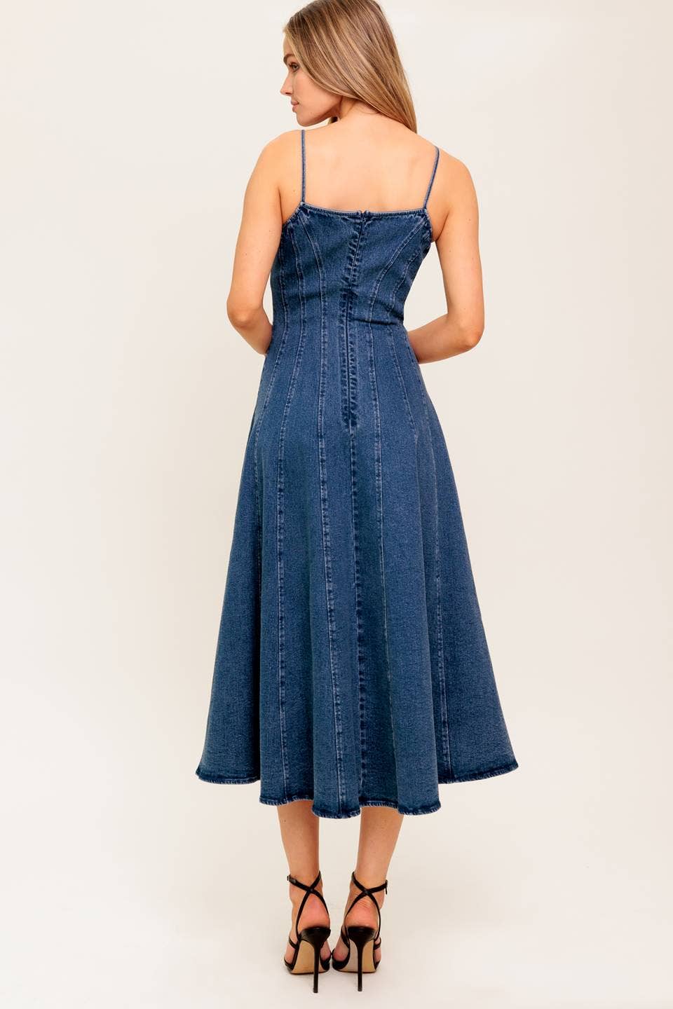 Washed Denim Midi Dress