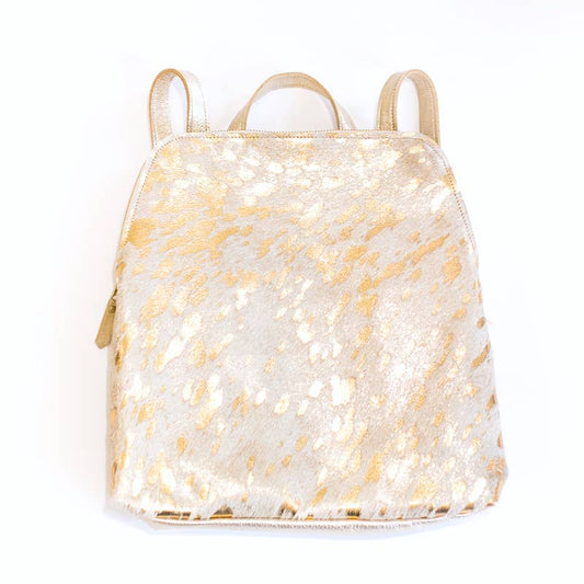 Platinum Leather | Gold Riley Backpack In