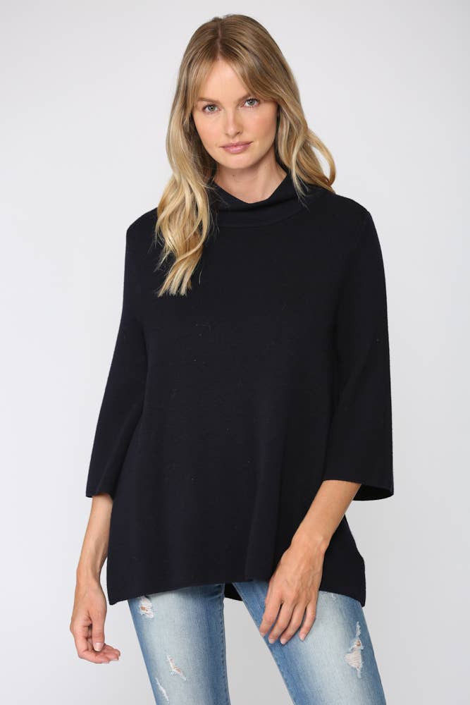 MOCK NECK PULL OVER SWEATER/BELL SLEEVE